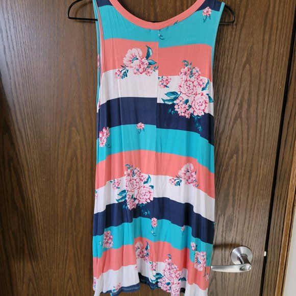 Viamor Striped Floral Dress Size Large - Picture 7 of 10